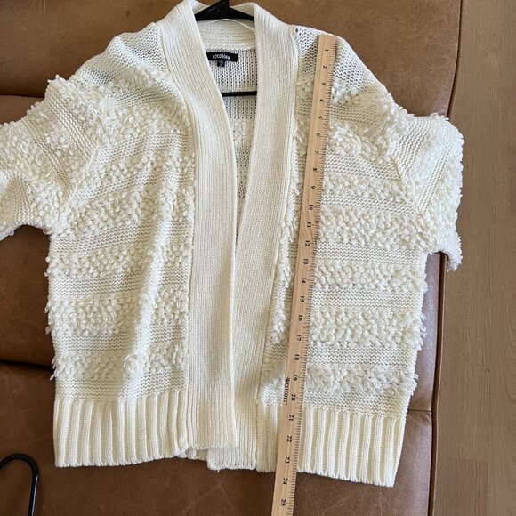 COCO Bleu Chunky Knit Oversized Cardigan Sweater, Ivory, Size S - Picture 5 of 6